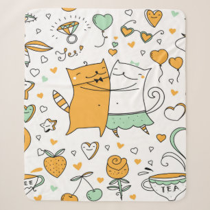 Katzen paaren Illustration. Cartoon - Kätzchen Sherpadecke