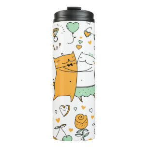 Katzen paaren Illustration. Cartoon - Kätzchen Thermosbecher