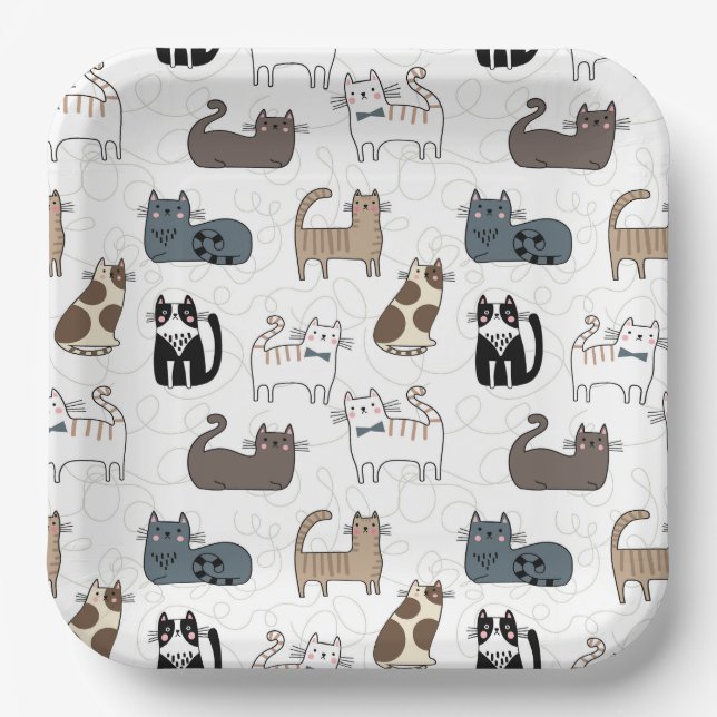 Katzen-Papierteller, Kätzchen-Party Pappteller (Vorderseite)
