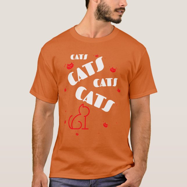 Katzen pd19 Retro T-Shirt (Vorderseite)