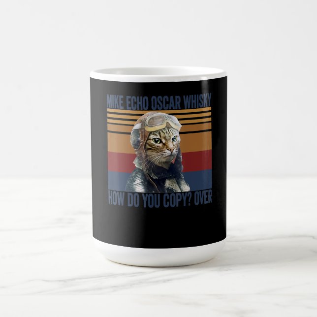 Katzen Pilot Mike Echo Oscar Whisky Kostümgeschenk Kaffeetasse (Mittel)