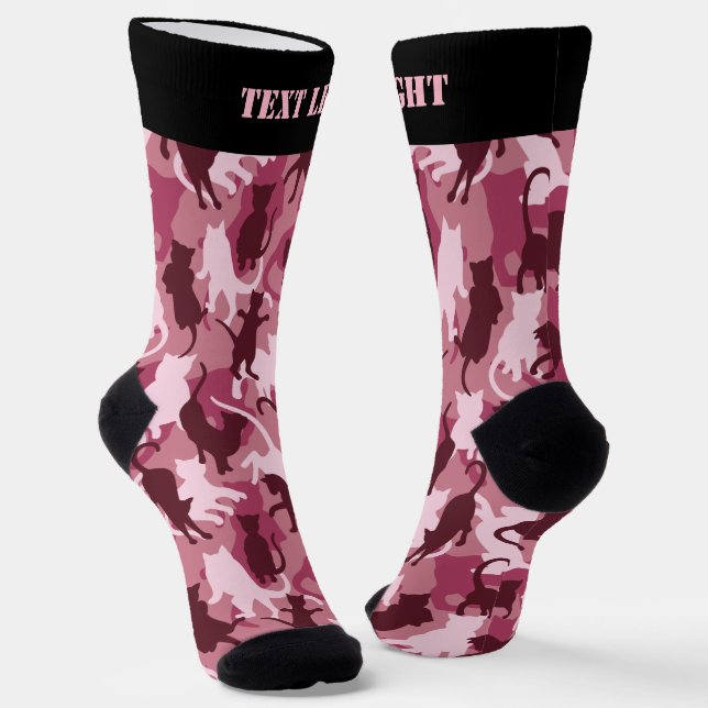 Katzen Pink Camouflage Muster Socken (Gewinkelt)
