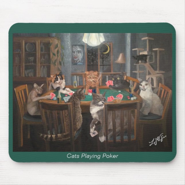 Katzen Poker spielen - Maus-Pad Mousepad (Vorne)