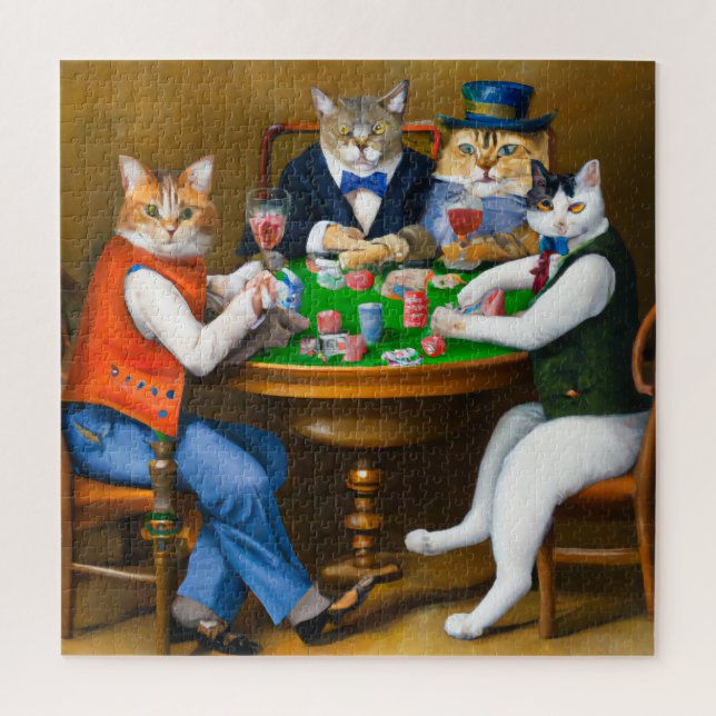 Katzen Poker spielen, Puzzle 676 Stücke (Vertikal)