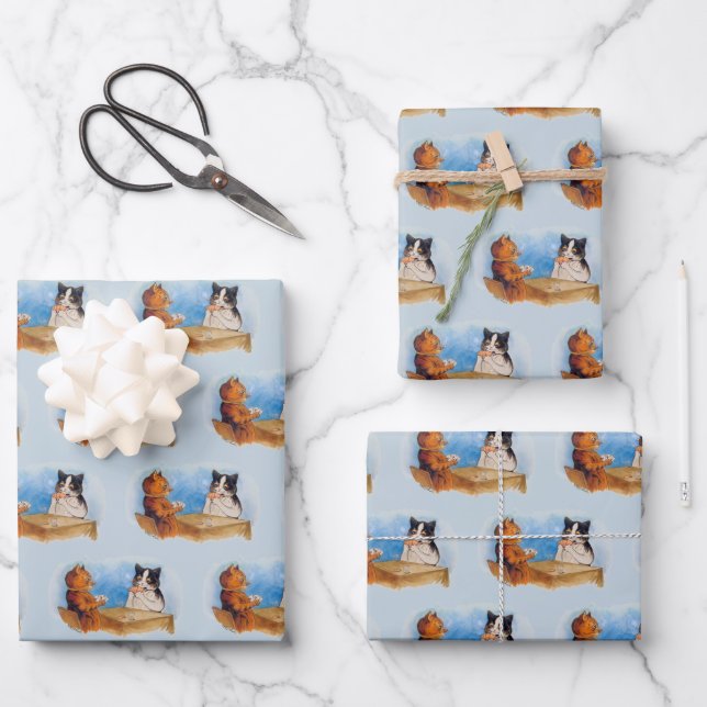 Katzen Poker spielen Rauchen Zigarre Geschenkpapier Set (Vorderseite)