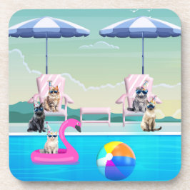 Katzen-Pool-Party Getränkeuntersetzer
