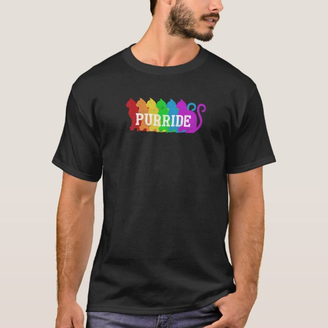 Katzen-Pride-Regenbogen-Bewusstseins-Mann-Frau T-Shirt (Vorderseite)