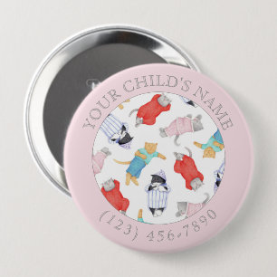 KATZEN-PYJAMA Kinder-ID-Anhänger - Rosa Button