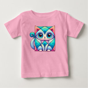 Katzen-Quadrat-Illustration Shirt, Katze mit große Baby T-shirt
