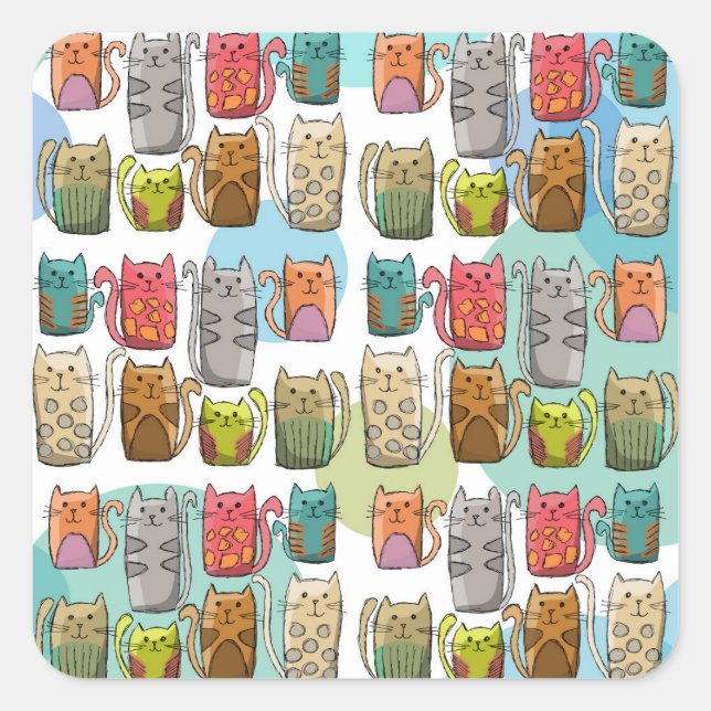 Katzen! Quadratischer Aufkleber (Vorderseite)
