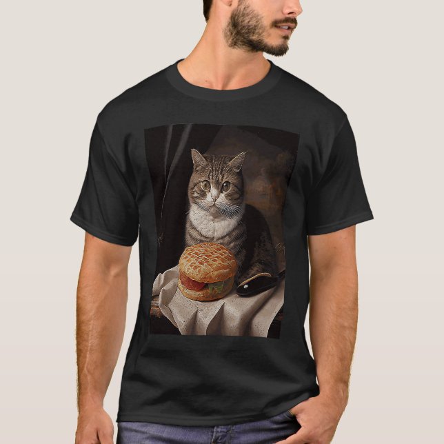 Katzen- Quilt- Hamburger T-Shirt (Vorderseite)