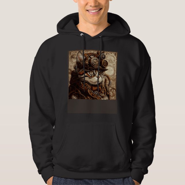 Katzen-Quilting-Steampunk Hoodie (Vorderseite)