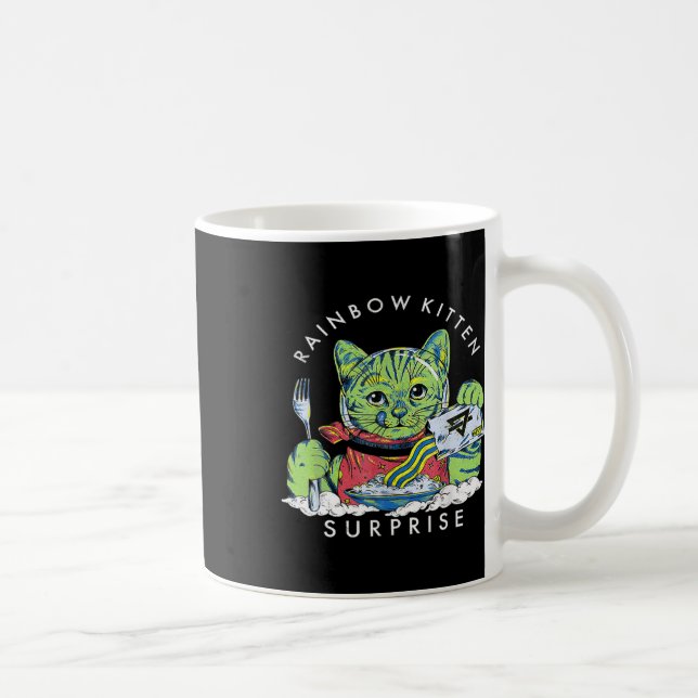 Katzen Rainbow Kitten Überraschung Niedliches Esse Kaffeetasse (Rechts)