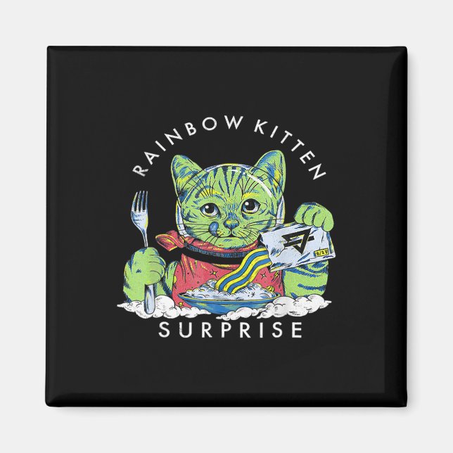 Katzen Rainbow Kitten Überraschung Niedliches Esse Magnet (Vorne)