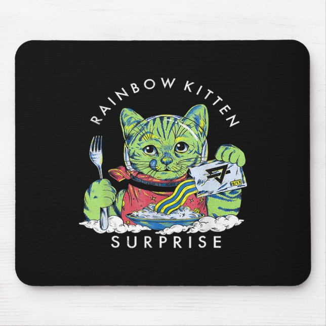 Katzen Rainbow Kitten Überraschung Niedliches Esse Mousepad (Vorne)