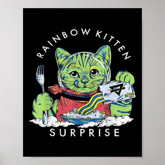 Katzen Rainbow Kitten Überraschung Niedliches Esse Poster (Vorne)