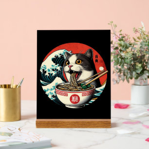Katzen-Ramen Japanische Kunst im Vintage-Stil Acrylschild