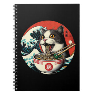 Katzen-Ramen japanische Kunst im Vintage-Stil Notizblock