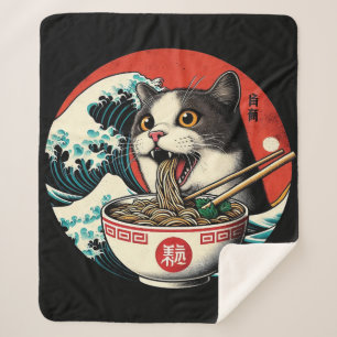 Katzen-Ramen Japanische Kunst im Vintage-Stil Sherpadecke