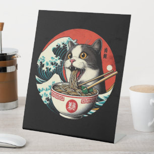 Katzen-Ramen japanische Kunst im Vintage-Stil Sockelschild