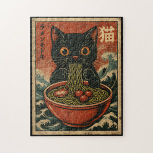 Katzen-Ramen Japanisches Lustiges Grafik Kawaii Ka Puzzle