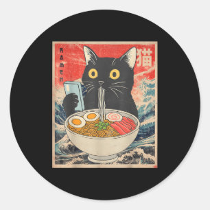 Katzen-Ramen lustige Grafik-T-Shirts japanische ka Runder Aufkleber