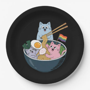 Katzen Ramen Regenbogen LGBTQ Schwul Lesbisch Prid Pappteller