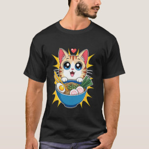 Katzen-Ramen-Zeit Whimsical-Nudel-Charakter-Kunst T-Shirt