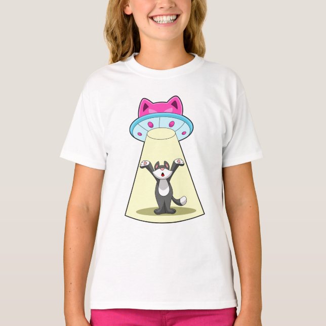 Katzen-Raumschiff T-Shirt (Vorderseite)