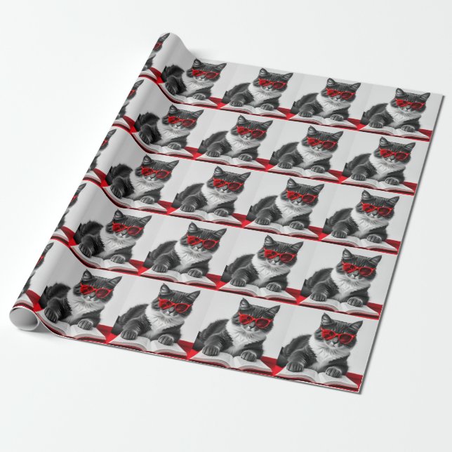 Katzen-Reading-Buch Geschenkpapier (Ungerollt)