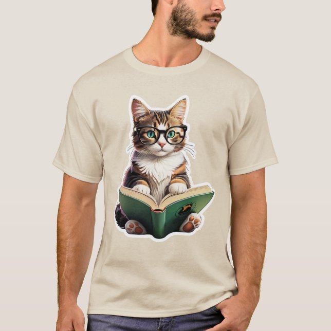 Katzen-Reading-Buch T-Shirt (Vorderseite)