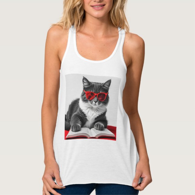 Katzen-Reading-Buch Tank Top (Vorderseite)