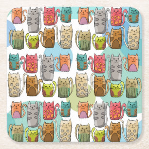 Katzen! Rechteckiger Pappuntersetzer