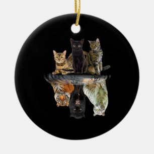 Katzen Reflection Friend Cat Lovers Niedlich Tiger Keramik Ornament