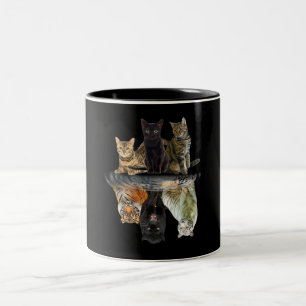 Katzen Reflection Friend Katze Liebhaber Niedlich Zweifarbige Tasse