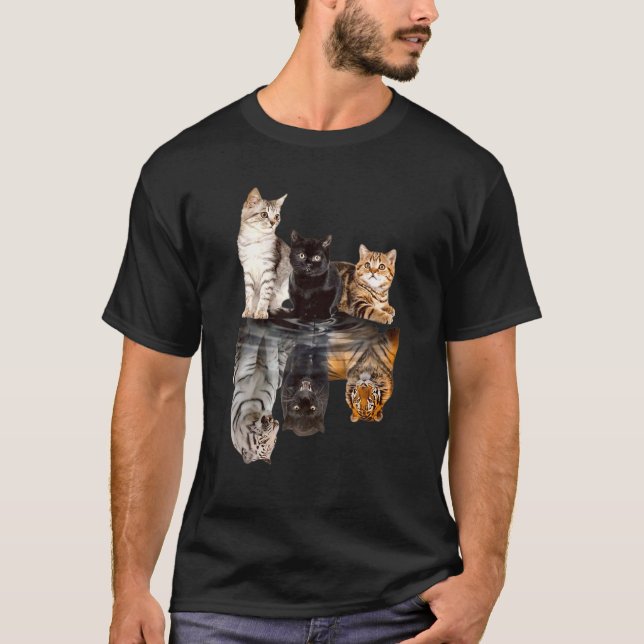 Katzen Reflection Mirror Cheetah Tiger Puma Katze T-Shirt (Vorderseite)