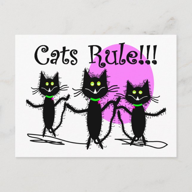 Katzen Regel!!!  Black Cat Design...bezaubernd Postkarte (Vorderseite)