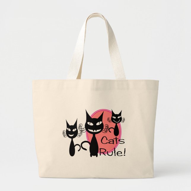 "Katzen-Regel!! Jumbo Stoffbeutel (Vorne)