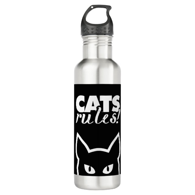 Katzen Regeln Edelstahlflasche (Vorderseite)
