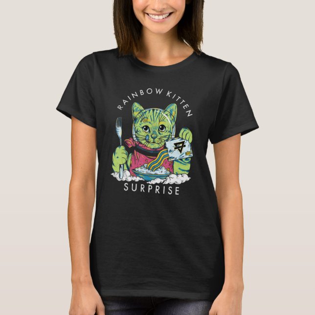 Katzen Regenbogen Kätzchen Überraschung Süß Essen  T-Shirt (Vorderseite)