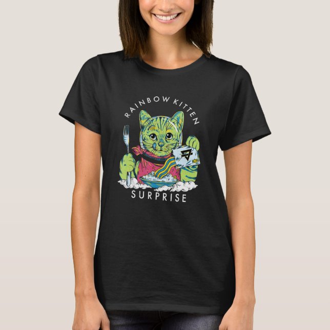 Katzen Regenbogen Kätzchen Überraschung Süß Essen  T-Shirt (Vorderseite)