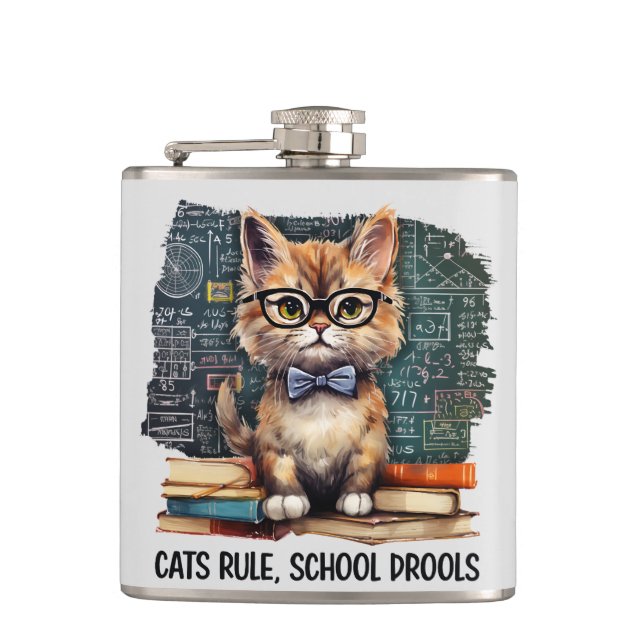Katzen regieren, Schule Drools Flachmann (Vorderseite)