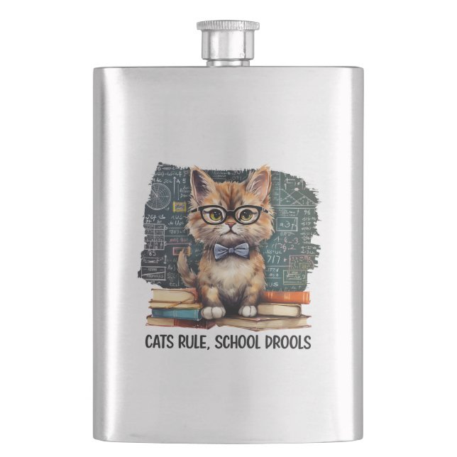 Katzen regieren, Schule Drools Flachmann (Vorderseite)