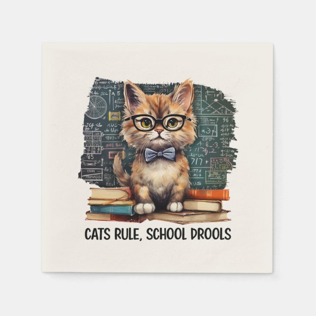 Katzen regieren, Schule Drools Serviette (Vorderseite)