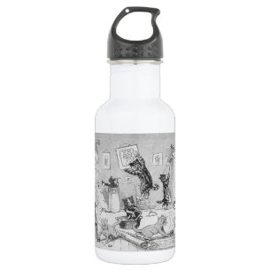 Katzen Reinigung im Frühling, Louis Wain Trinkflasche