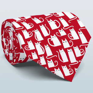 Katzen Rot und Weiß Urlaub Krawatte