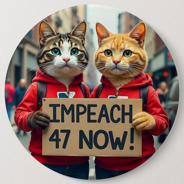 Katzen sagen Impeach Trump Button (Vorderseite)