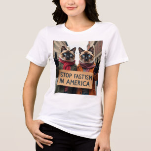 Katzen sagen, Stopp Faschismus Politik Tri-Blend Shirt