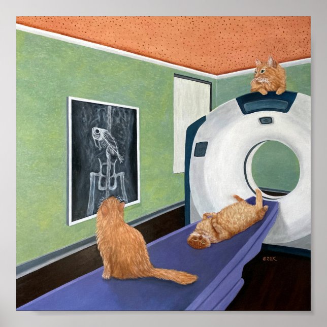 Katzen-Scan. Katzen- und Fischkunst, Geschenk für  Poster (Vorne)