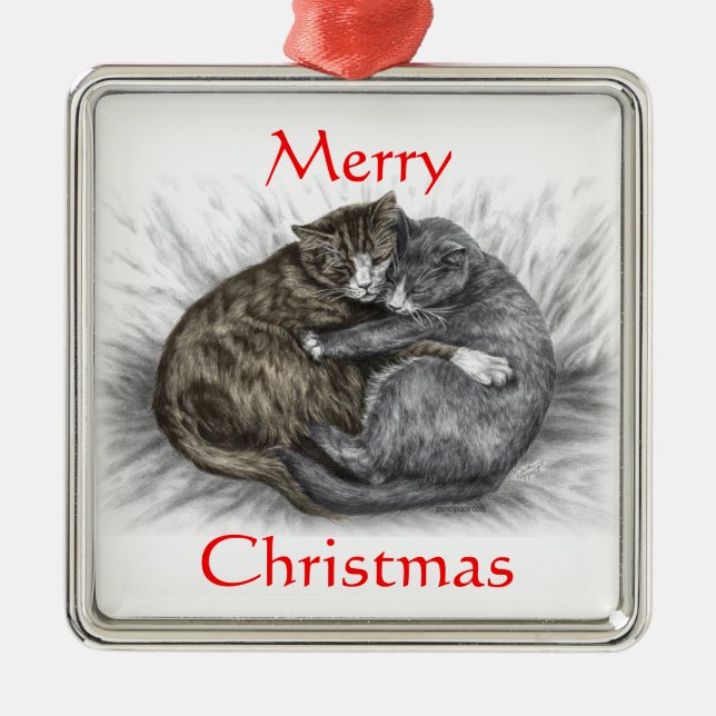 Katzen schlafen silbernes ornament (Vorne)